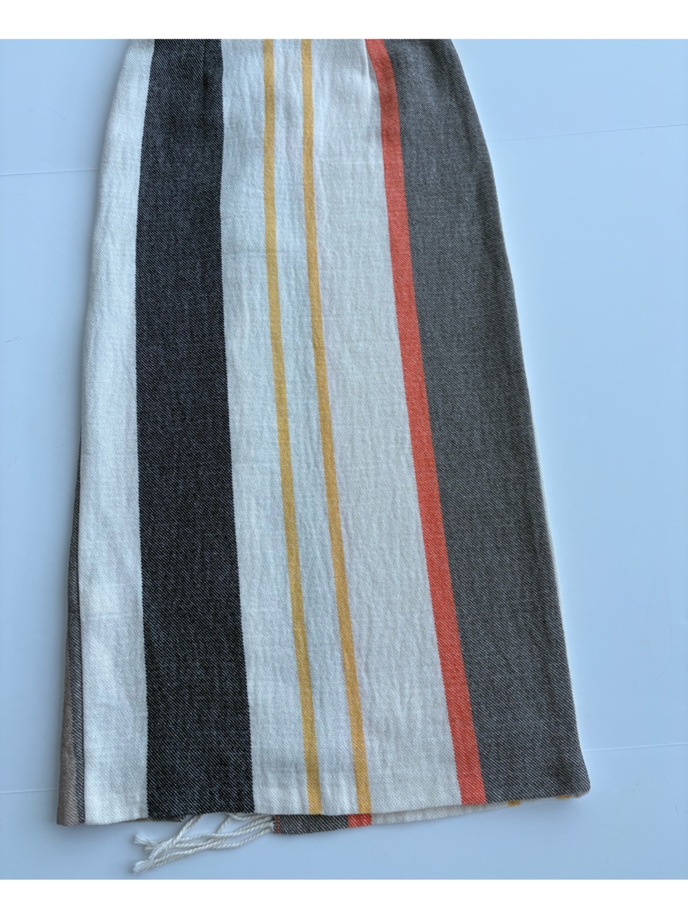 Zara NWT Striped Fringe Slit Midi Skirt Size XS Cotton Blend - Picture 4 of 11